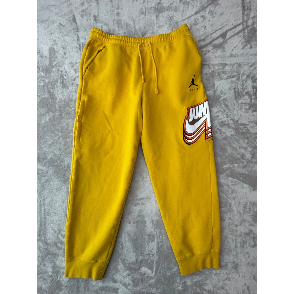 Jordan‎ Jumpman Fleece Sweatpants Mens XXL Yellow Graphic Joggers DC9608-781